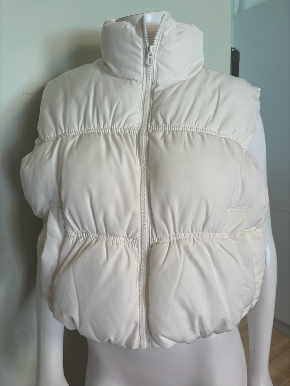 Women's Cream Puffer Vest Jacket